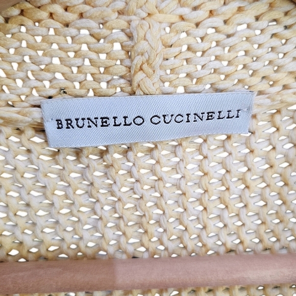 Brunello Cucinelli Ombre Cardigan Sweater Women Yellow Size Medium V-Neck Cotton - Picture 14 of 16